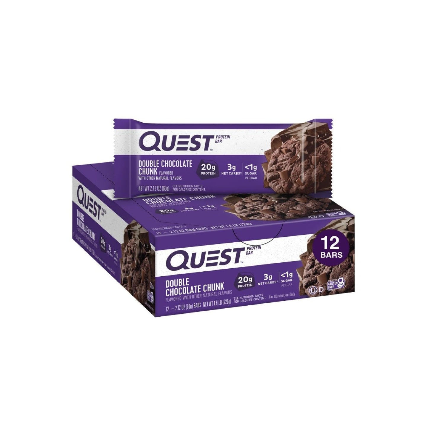 Quest Nutrition Bars, 20g Protein, 1g Sugar, 5g Net Carb, Gluten Free, Keto Friendly, 12 Count