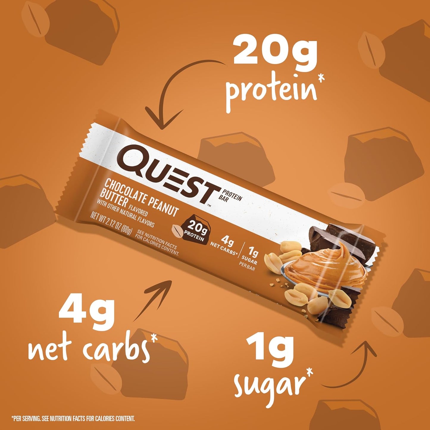 Quest Nutrition Bars, 20g Protein, 1g Sugar, 5g Net Carb, Gluten Free, Keto Friendly, 12 Count