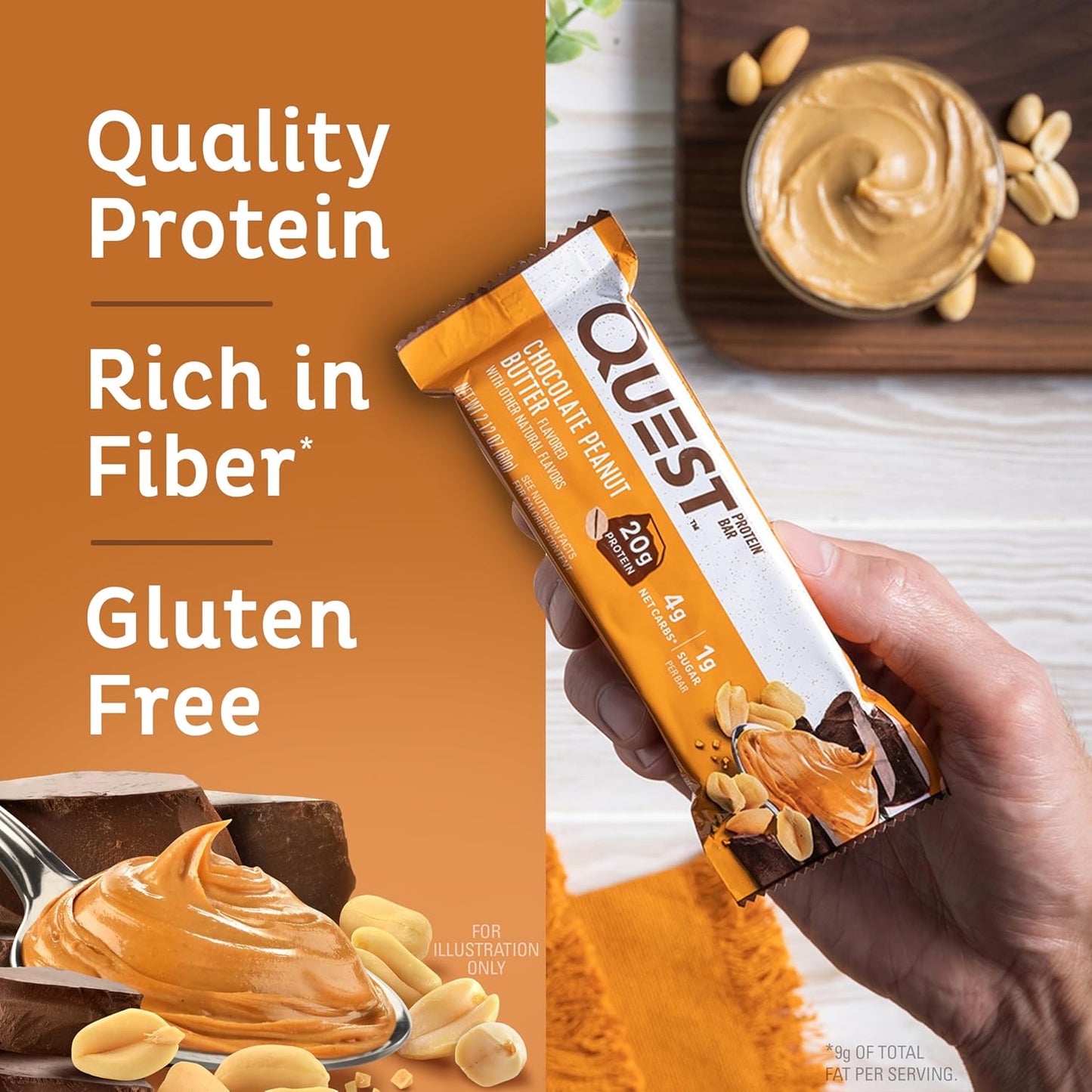 Quest Nutrition Bars, 20g Protein, 1g Sugar, 5g Net Carb, Gluten Free, Keto Friendly, 12 Count