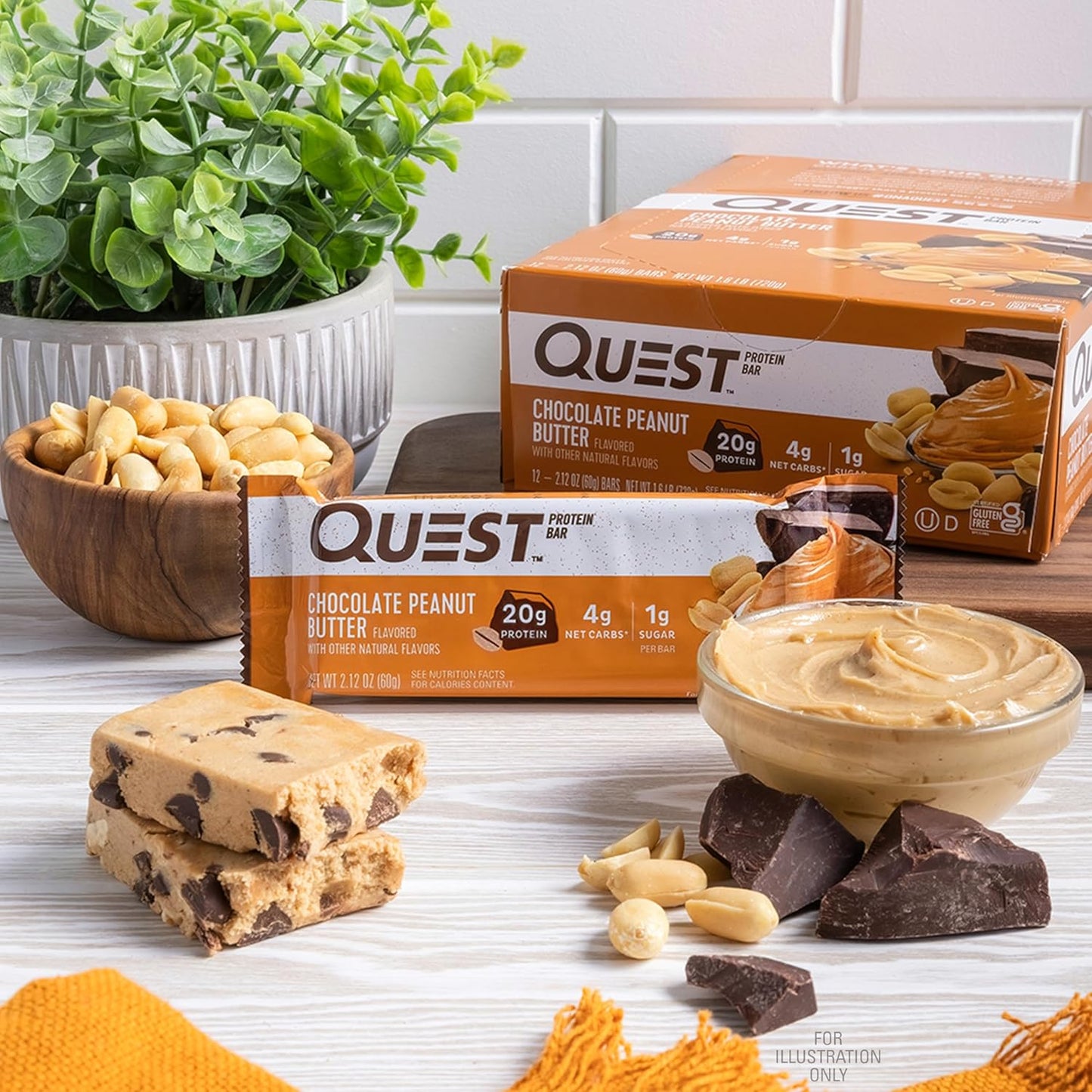 Quest Nutrition Bars, 20g Protein, 1g Sugar, 5g Net Carb, Gluten Free, Keto Friendly, 12 Count