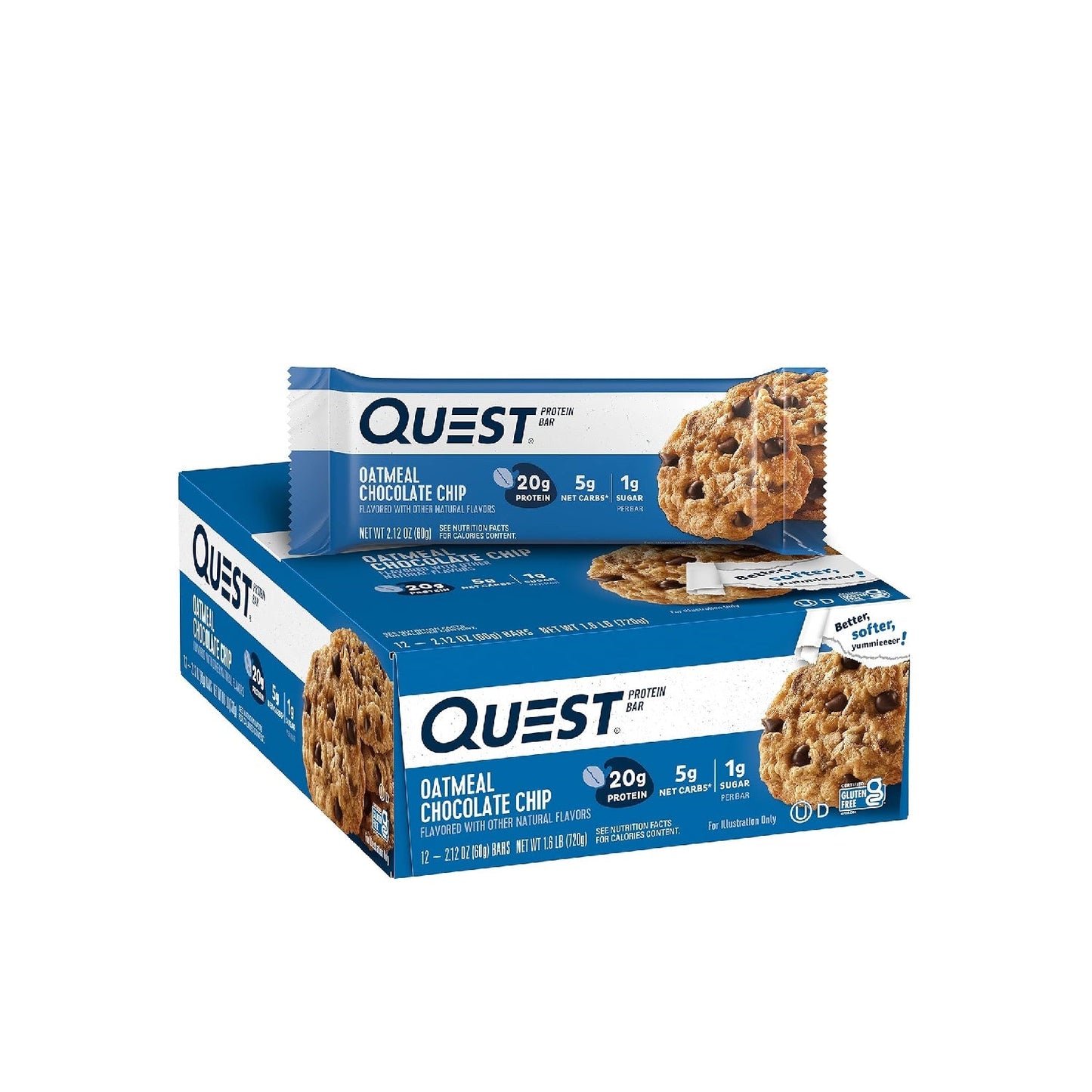 Quest Nutrition Bars, 20g Protein, 1g Sugar, 5g Net Carb, Gluten Free, Keto Friendly, 12 Count