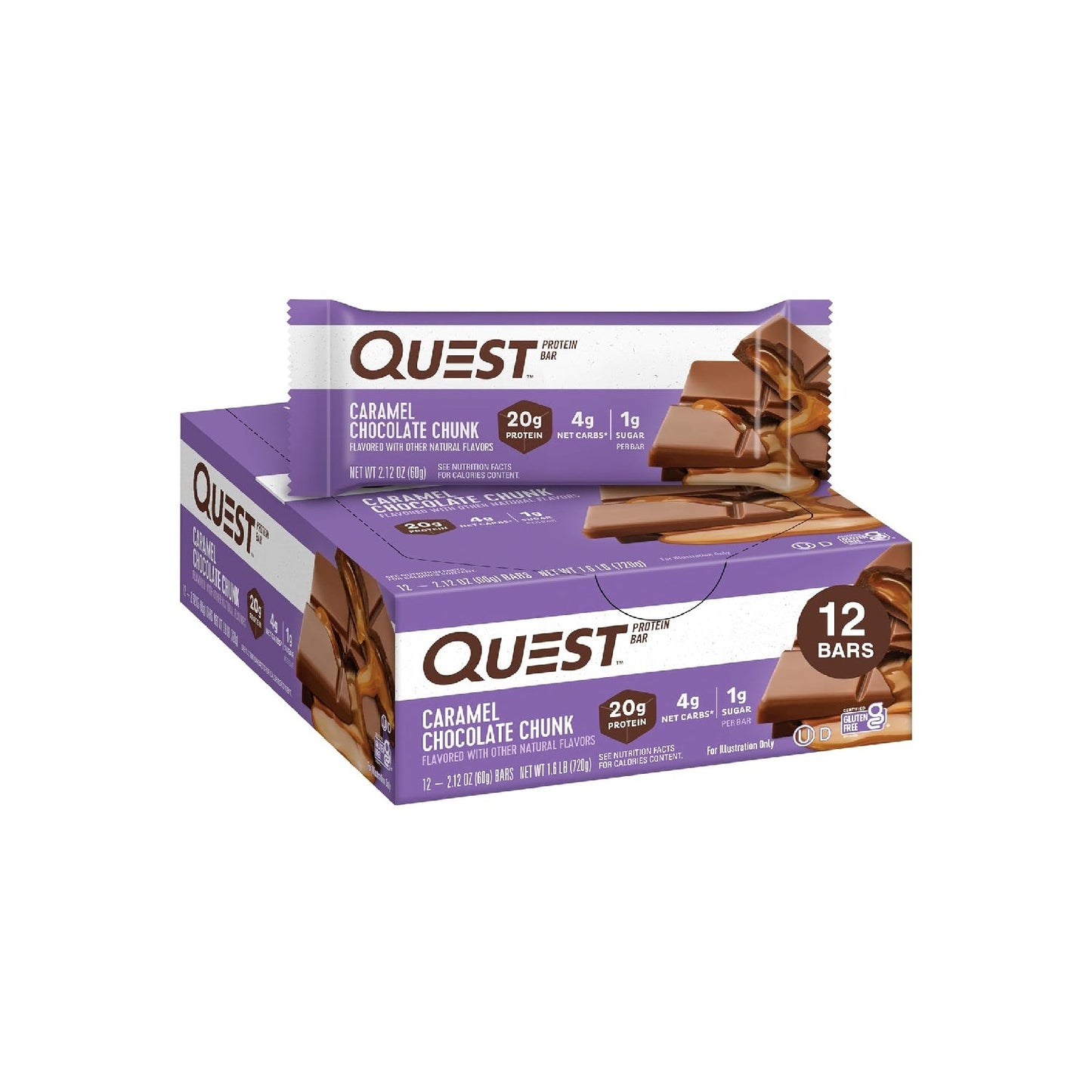 Quest Nutrition  Bars, 20g Protein, 1g Sugar, 5g Net Carb, Gluten Free, Keto Friendly, 12 Count
