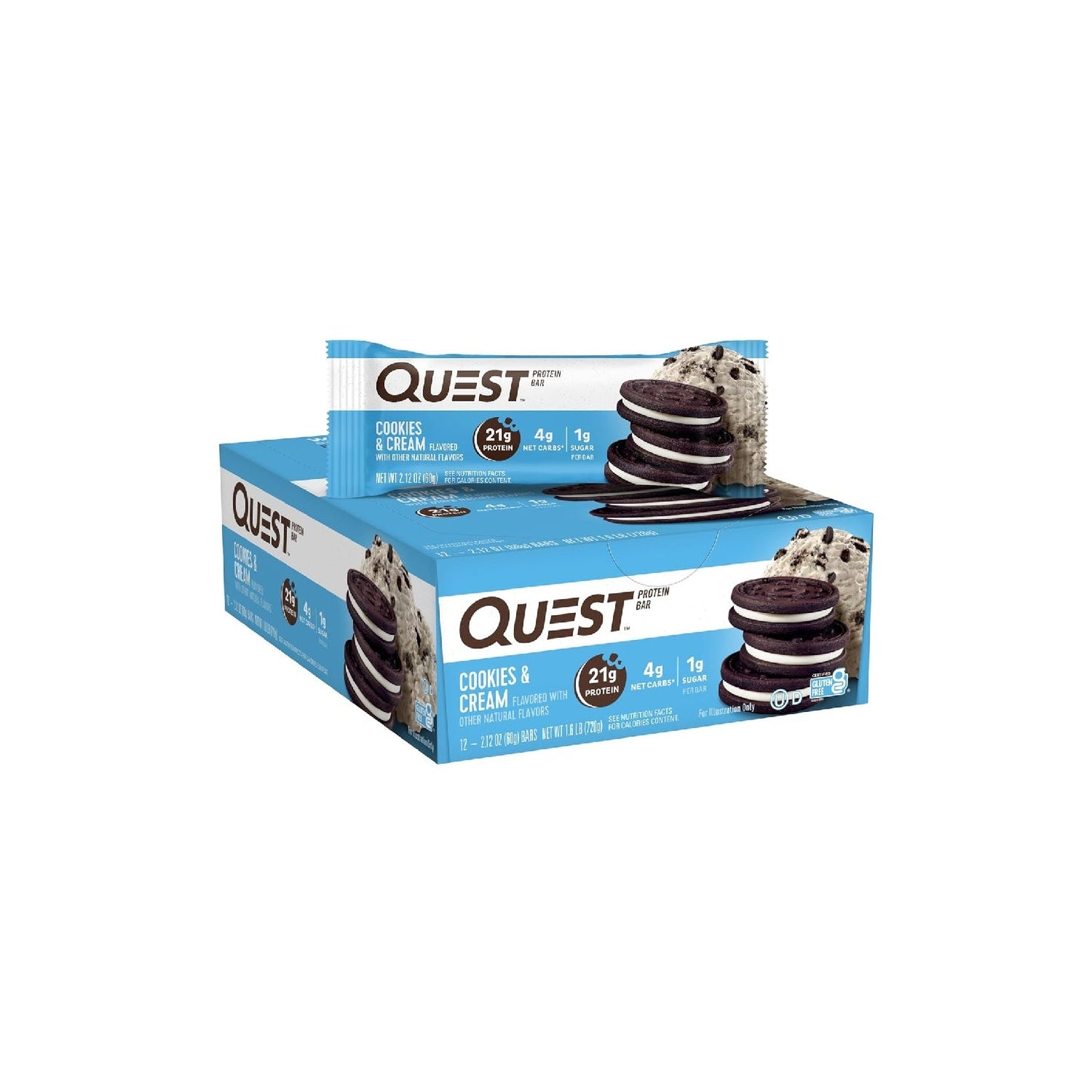 Quest Nutrition  Bars, 20g Protein, 1g Sugar, 5g Net Carb, Gluten Free, Keto Friendly, 12 Count